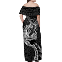 Polynesian Shark Tattoo Hawaii Tribal Off Shoulder Long Dress - LT12 - Polynesian Pride