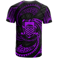 Tuvalu Polynesian All Over T Shirt Purple Tribal Wave - Polynesian Pride
