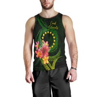 Cook Islands Polynesian Men's Tank Top - Floral With Seal Flag Color - Polynesian Pride