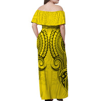 Cook Islands Aitutaki Off Shoulder Long Dress - Tribal Pattern - LT12 - Polynesian Pride