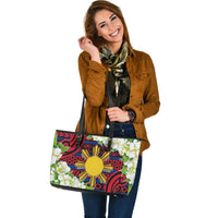 Philippines Leather Tote Bag - Jasmine Flower Style - Polynesian Pride