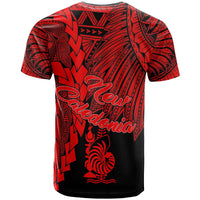 New Caledonia Polynesian Custom T Shirt Tribal Wave Tattoo Red - Polynesian Pride