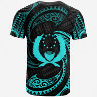 Pohnpei Micronesia T Shirt Neon Blue Tribal Wave - Polynesian Pride