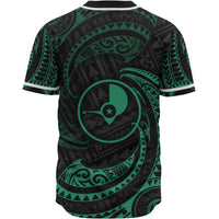 Yap Polynesian Baseball Shirt - Green Tribal Wave - Polynesian Pride