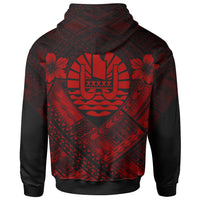 Tahiti Polynesian Zip up Hoodie Tahiti Red Seal Camisole Hibiscus Style - Polynesian Pride