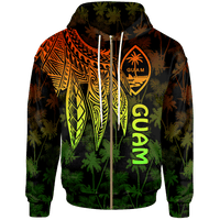 Guam Zip up Hoodie Polynesian Wings (Reggae) Unisex Reggae - Polynesian Pride
