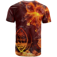 Guam Polynesian Custom T Shirt Fire Hibiscus - Polynesian Pride