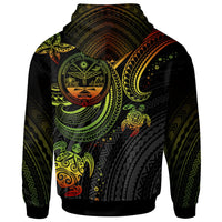 Marshall Islands Custom Zip up Hoodie Coat of Arm with Reggae Turtle - Polynesian Pride