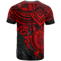 Polynesian T Shirt Polynesian Red Turtle Hibiscus - Polynesian Pride