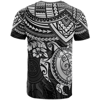 Polynesian T Shirt Polynesian White Turtle Hibiscus - Polynesian Pride