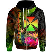 Wallis and Futuna Polynesian Zip up Hoodie Hibiscus and Banana Leaves Unisex Reggae - Polynesian Pride
