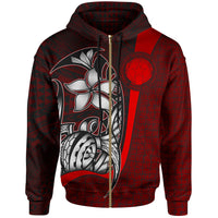 Northern Mariana Islands Polynesian Zip up Hoodie Red Turtle with Hook Unisex RED - Polynesian Pride