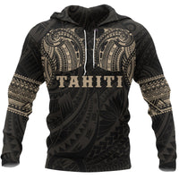 Tahiti Polynesian Tattoo All Over Hoodie Gold Unisex Gold - Polynesian Pride