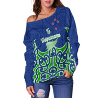 New Zealand South Island (Te Waipounamu) Pride Women Off Shoulder Sweater - LT12 - Polynesian Pride