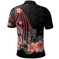 Cook Islands Polo Shirt Red Polynesian Hibiscus Pattern Style - Polynesian Pride