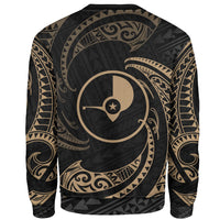 Yap Micronesia Custom Personalised Sweater - Gold Tribal Wave - Polynesian Pride