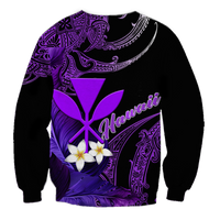 (Custom Personalised) Hawaii Turtle With Plumeria Leaf Purple Sweatshirt - LT12 - Polynesian Pride