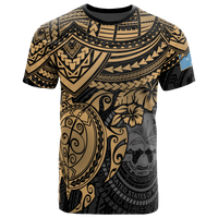 Federated States of Micronesia T Shirt F S M Seal Golden Turtle Hibiscus Unisex BLACK - Polynesian Pride