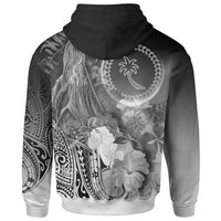 Chuuk Zip up Hoodie Humpback Whale with Tropical Flowers (White) - Polynesian Pride