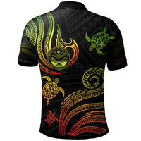 Marshall Islands Polo Shirt Polynesian Turtle With Pattern Reggae - Polynesian Pride