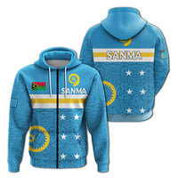 Vanuatu Sanma Province Zip up Hoodie Flag Style LT12 Unisex Blue - Polynesian Pride
