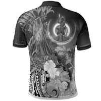 Vanuatu Polo Shirt Humpback Whale with Tropical Flowers (White) - Polynesian Pride