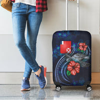 Wallis and Futuna Polynesian Luggage Cover - Blue Turtle Hibiscus - Polynesian Pride