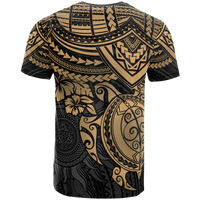 Polynesian T Shirt Polynesian Golden Turtle Hibiscus - Polynesian Pride