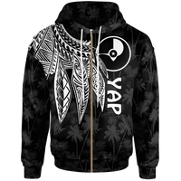 Yap Zip up Hoodie Polynesian Wings (White) Unisex White - Polynesian Pride
