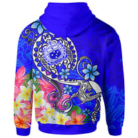Samoa Custom Hoodie Turtle Plumeria (Blue) - Polynesian Pride