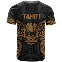 Tahiti Polynesian Custom T Shirt Tahiti Spirit Gold - Polynesian Pride