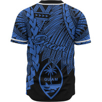 Guam Polynesian Custom Personalised Baseball Shirt - Tribal Wave Tattoo Blue - Polynesian Pride