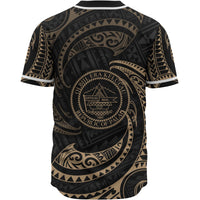 Palau Polynesian Baseball Shirt - Gold Tribal Wave - Polynesian Pride