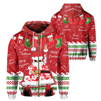 Hawaii Mele Kalikimaka Chrismas Hoodie (Zip up) Bae Style Unisex Red - Polynesian Pride