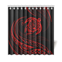 Hawaii Turtle Shower Curtain - Red - Frida Style - Polynesian Pride