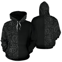 Polynesian Hoodie Half Style 01 Unisex White - Polynesian Pride