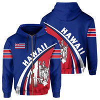 Hawaii National Flag Zip up Hoodie up Style Unisex Blue - Polynesian Pride