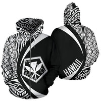 Kanaka Polynesian Zip up Hoodie Tribal Circle Style White Color Unisex White - Polynesian Pride