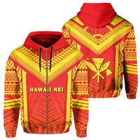 Hawaii Kanaka Polynesian Zip up Hoodie Active Unisex Red - Polynesian Pride