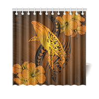 Hawaii Whale Swim Poly Shower Curtain - Gold - Polynesian Pride