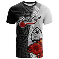 Guam Polynesian Custom T Shirt Coat of Arm With Hibiscus White Unisex Art - Polynesian Pride