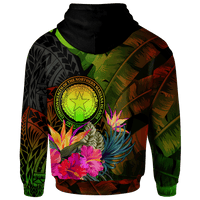 Northern Mariana Islands Custom Hoodie Hibiscus and Banana Leaves - Polynesian Pride