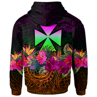 Wallis and Futuna Custom Zip up Hoodie Summer Hibiscus - Polynesian Pride
