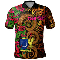Cook Islands Polynesian Custom Polo Shirt Hibiscus Vintage Unisex Orange - Polynesian Pride