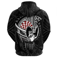 Hawaii Polynesian Warrior Mask Zip Hoodie Toon Style - Polynesian Pride