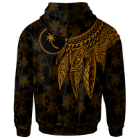 Chuuk Custom Zip up Hoodie Polynesian Wings (Golden) - Polynesian Pride