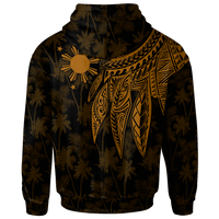 The Philippines Custom Zip up Hoodie Polynesian Wings (Golden) - Polynesian Pride