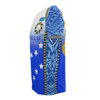 Tuvalu All Over Print T Shirt Tuvaluan Flag Ocean Waves - Polynesian Pride