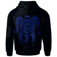 American Samoa Polynesian Hoodie Vintage Polynesian Turtle (Blue) - Polynesian Pride