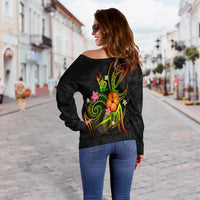 New Caledonia Polynesian Off Shoulder Sweater - Legend of New Caledonia (Reggae) - Polynesian Pride